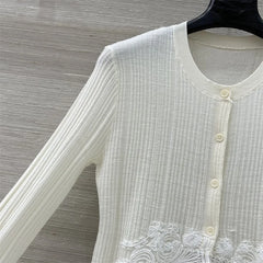 New lace patchwork long sleeved knitted slim fit Top