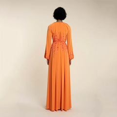 O-Neck Long  A-line Beaded Floor Length Dress