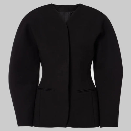 |Single Breasted Slim Long Sleeved V-neck Jacket