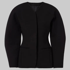 |Single Breasted Slim Long Sleeved V-neck Jacket
