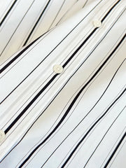 Black and White Striped Loose with A Wide Shoulder and Sleeve Top