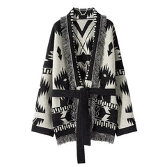 Vintage Tassels Cardigan  Cashmere Knit Jacquard Sweater Coat