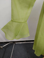 Solid Color Patchwork 3D Flowers Stand Collar Flare Sleeve High Waist Spliced Sashes Midi Dress