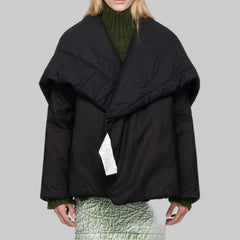 Large Lapel One Button Simple Commuter Thickened Warm Cotton Coat