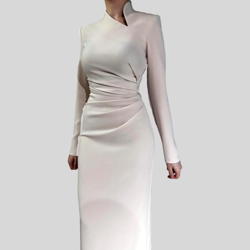 Long Sleeves High Neck Ankle Length Formal Party Dress