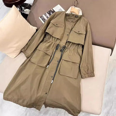 Waist Rope Multi-Pocket Design Windbreaker