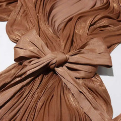 Solid Elegant Stand Collar Long Sleeve High Waist Patchwork Lace Up Dress