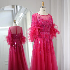 Luxury Feathers Black Half Sleeve Dress