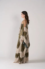 Kaftan O-Neck Velvet Tulle Beaded Dress