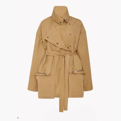 Asymmetrical Placket, Drawstring Hood, Jacket