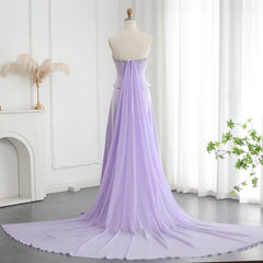 Lilac Two Pieces   Scalloped Corset Luxury Evening Dresses