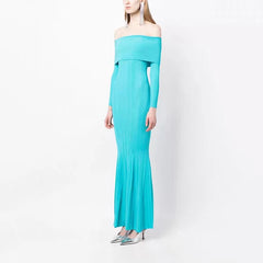 Fishtail Stretch Slim Knit Long dress