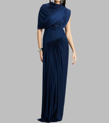 One Shoulder Evening Half Sleeves Crew Neck Dress