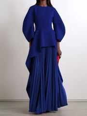 Elegant Solid Color Loose Tiered Pleated Banquet Dress