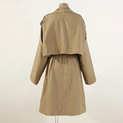 Double-Layer Sleeves Tie Waist Commuter Long Jacket