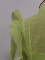 Solid Color Patchwork 3D Flowers Stand Collar Flare Sleeve High Waist Spliced Sashes Midi Dress