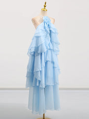 Solid Spliced Ruffles Halter Sleeveless High Wasit Backless Loose Dress