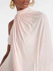 Asymmetric pleated sleeveless cape cloak Dress