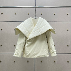 Large Lapel One Button Simple Commuter Thickened Warm Cotton Coat