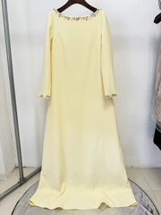 Beaded Loose Long Sleeved  Long Maxi Dress