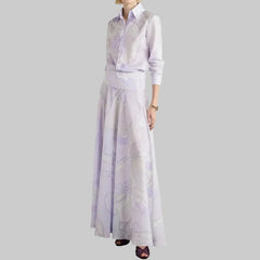 French Niche Light Purple Abstract Cotton Printed SET
