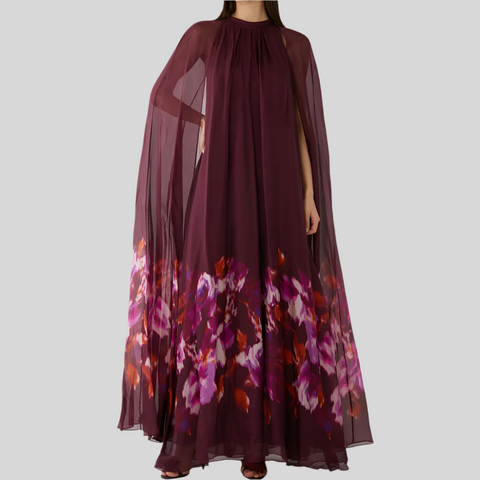 Flower Hanging Neck Backless Long Dresses