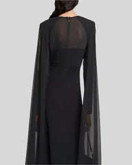 Chiffon Elegant Crew Neck With Cap Sleeve Gown