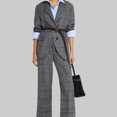 Casual Wool Plaid WaistedStyle Suit + Vest + Trousers Set