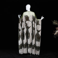 Kaftan O-Neck Velvet Tulle Beaded Dress
