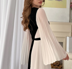 Round Neck Long Sleeve Long A Line Dress