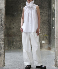 Stand Collar Sleeveless Loose Fit Shirt