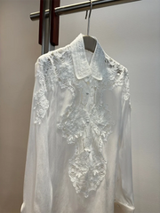 Lace Crochet Long-sleeved  Embroidered Top