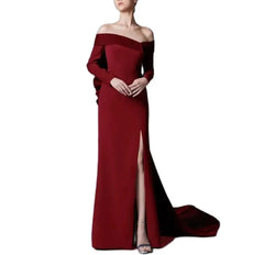 Elegant Long-sleeved Large Tail Dress