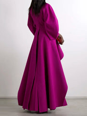 Elegant Solid Color Loose Tiered Pleated Banquet Dress