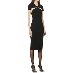 Three-dimensional Cut Cross V Neck Back Hollow Sleeveless Knit Dress