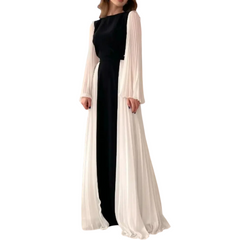 Round Neck Long Sleeve Long A Line Dress