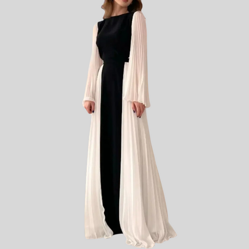 Round Neck Long Sleeve Long A Line Dress