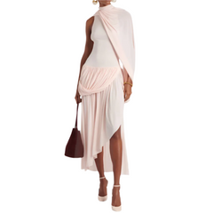 Asymmetric pleated sleeveless cape cloak Dress