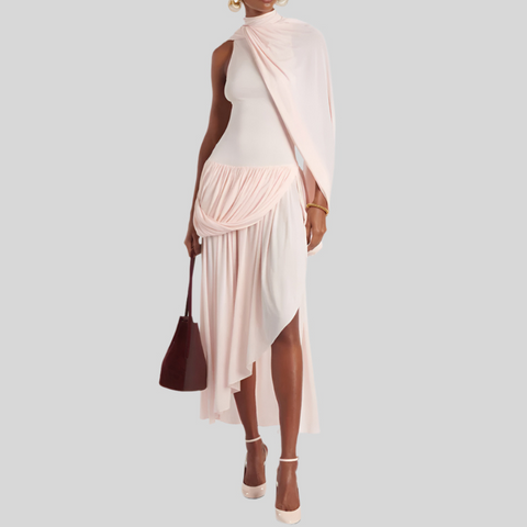 Flower Hanging Neck Backless Long Dresses