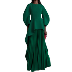 Elegant Solid Color Loose Tiered Pleated Banquet Dress