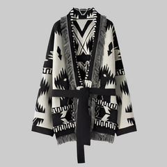 Vintage Tassels Cardigan  Cashmere Knit Jacquard Sweater Coat