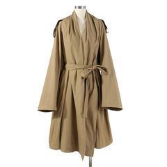 Double-Layer Sleeves Tie Waist Commuter Long Jacket