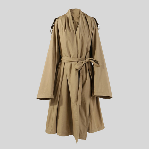 Double-Layer Sleeves Tie Waist Commuter Long Jacket