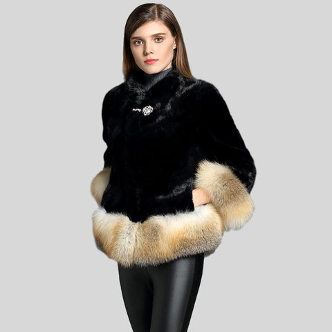Genuine Mink with Fire Fox fur sleeve Jacket