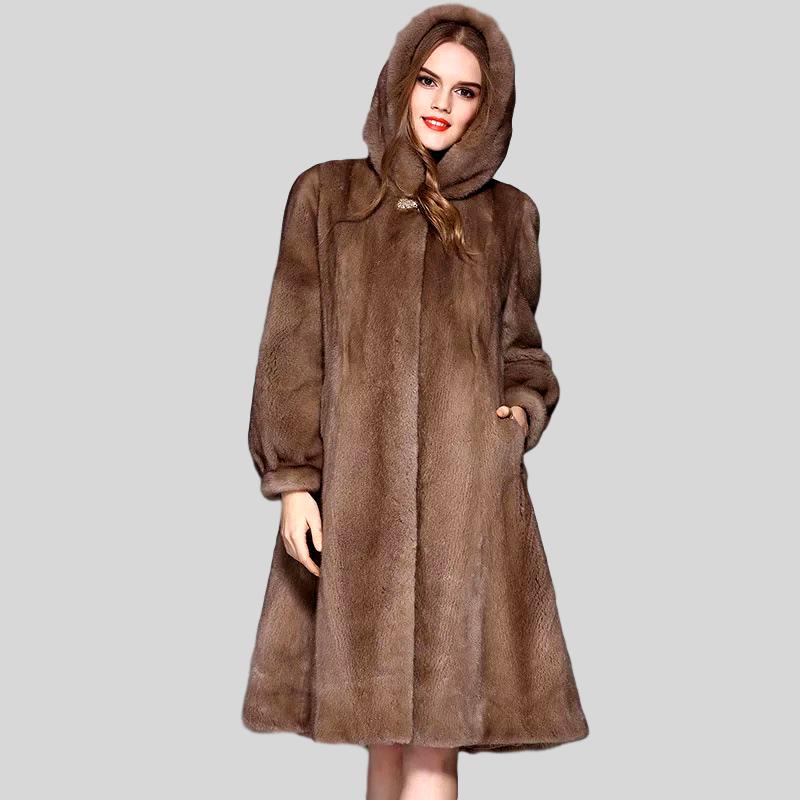 Genuine Mink Fur Long Style With Sashes Coat - Knot Bene