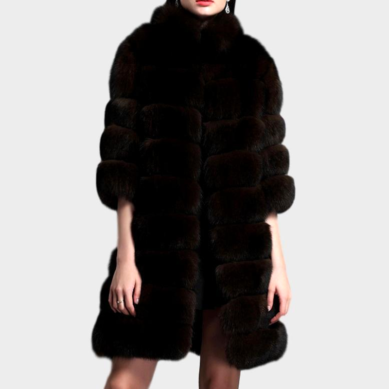 Long Genuine Fox Fur Coat