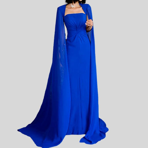 Slash Neck Chiffon Loose Waist Solid Color Dress