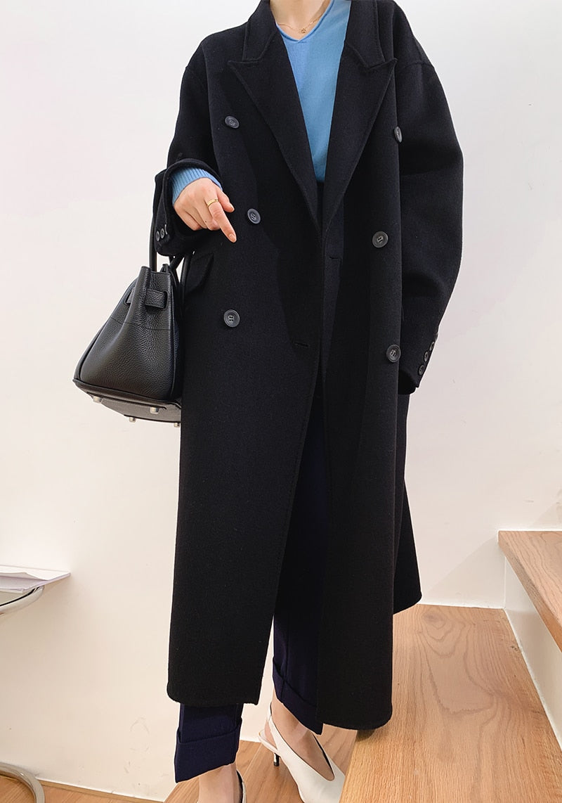 Double breasted cashmere coat
