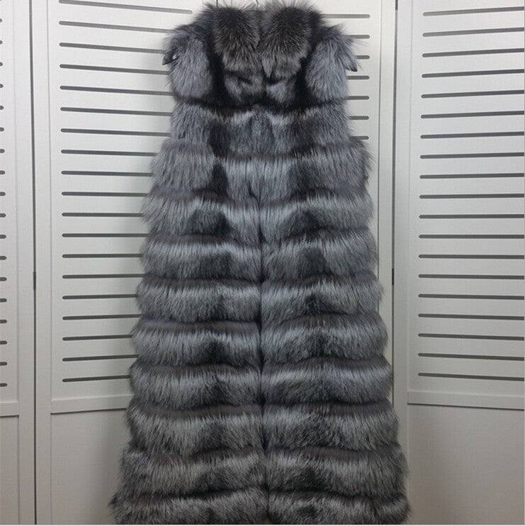 Genuine Fox Fur Striped Coat - Knot Bene