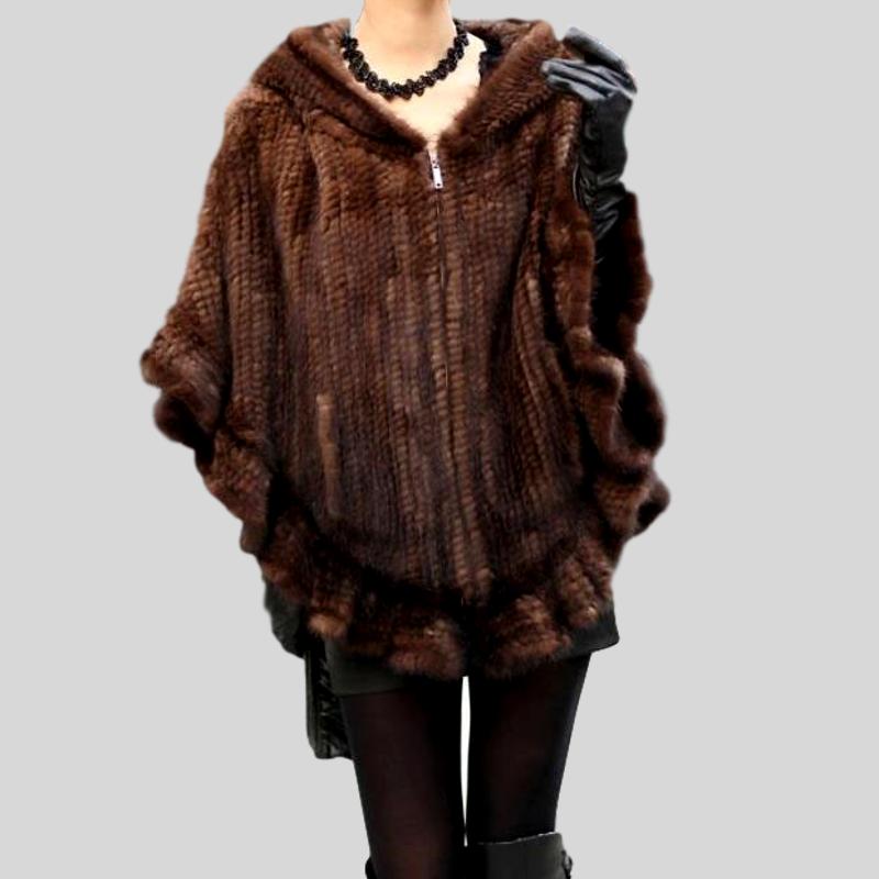 Knitted sales mink poncho